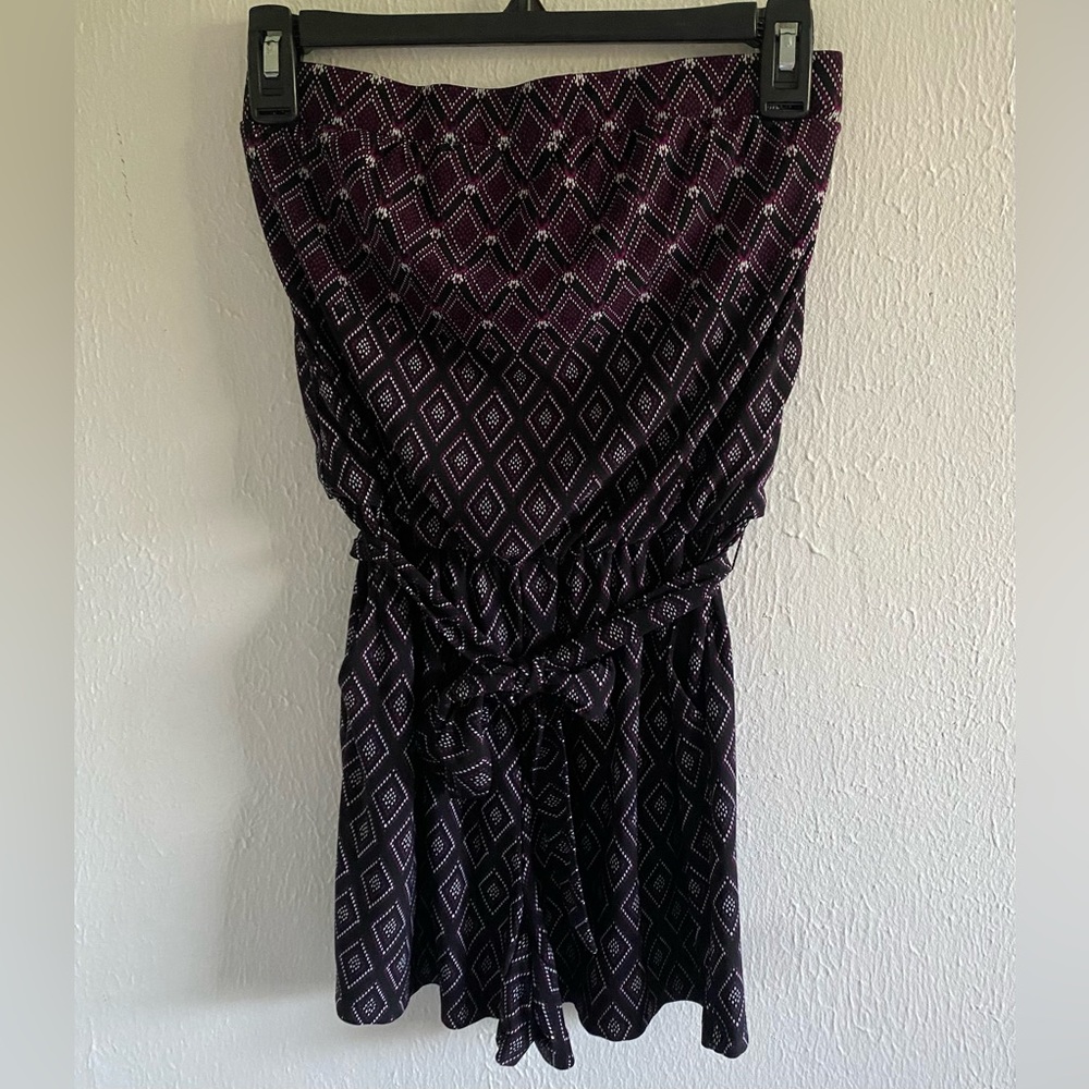 White House Black Market Purple Strapless Romper